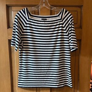 Navy and White Striped Women's Top